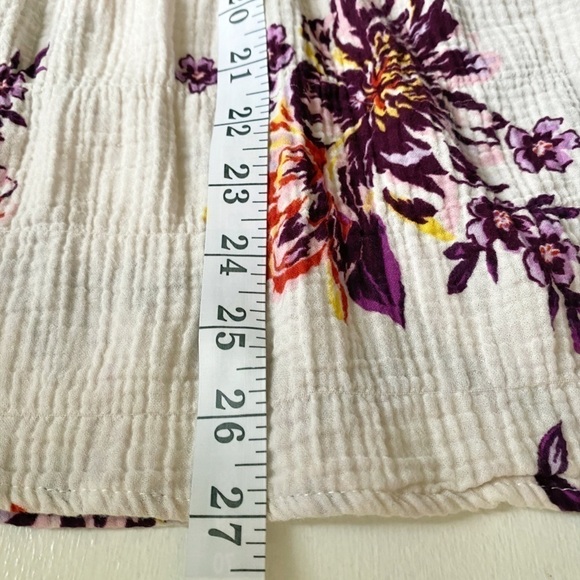 Terra & Sky White with Purple and Orange Floral Peasant Style Top - Picture 8 of 9